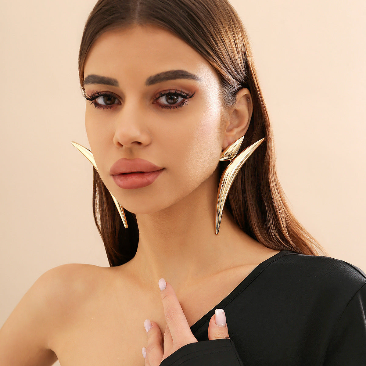CZTICLE® Geometric Nocturne Crescent Earrings - Gold