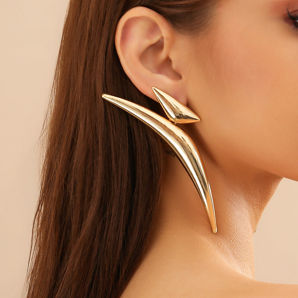 CZTICLE® Geometric Nocturne Crescent Earrings - Gold