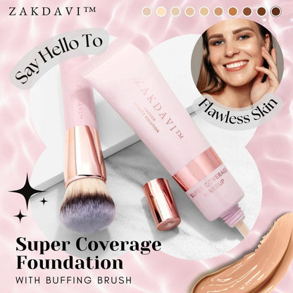 Zakdavi Super Coverage Foundation with Buffing Brush✨